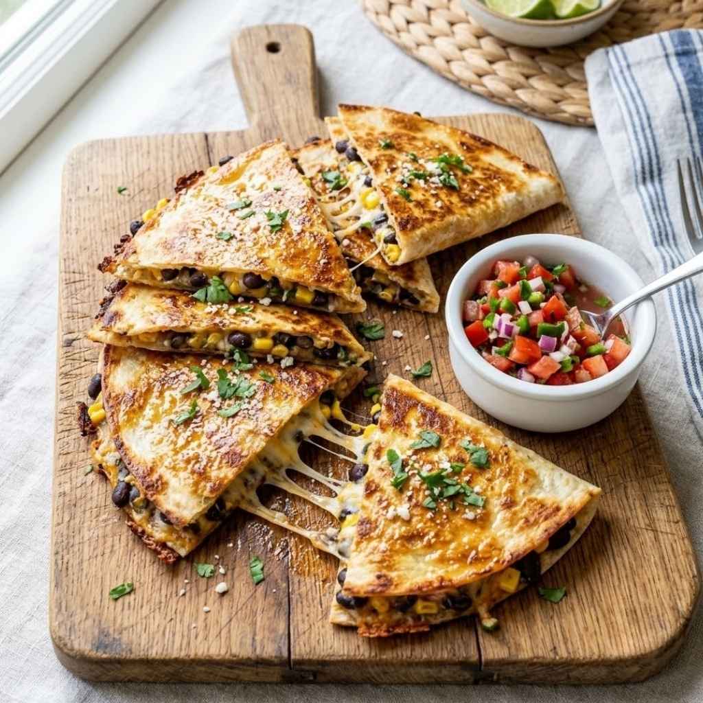 10-Minute Black Bean and Corn Quesadillas