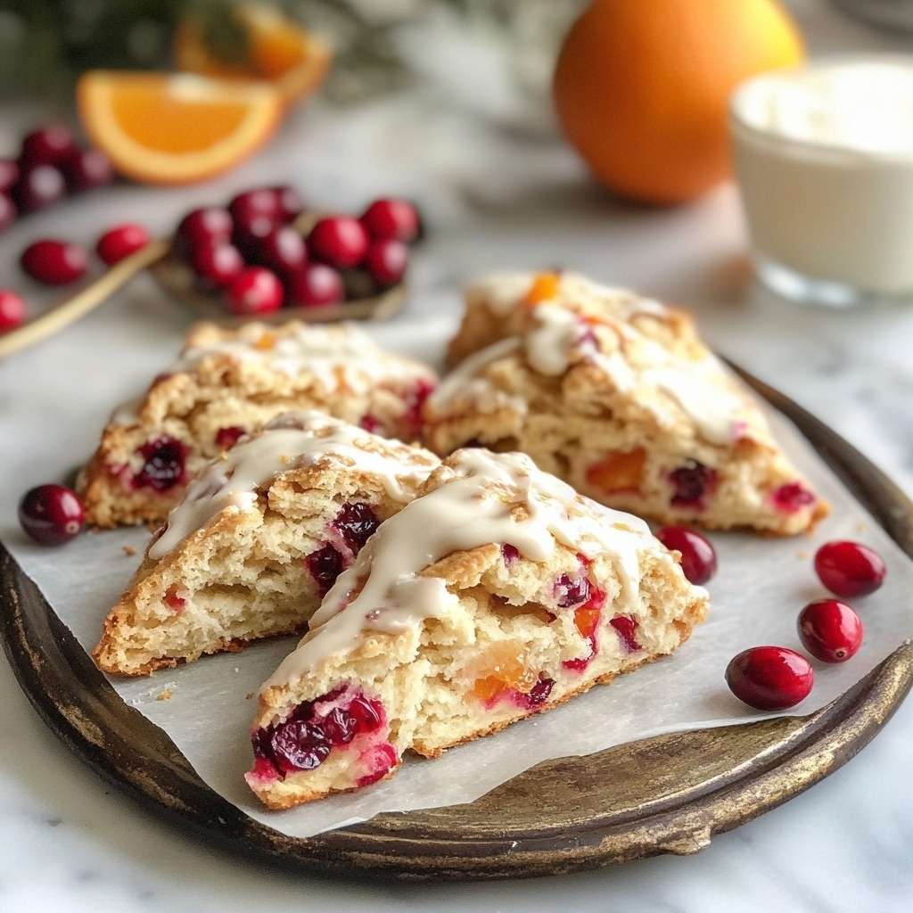 Cranberry Orange Scones with Sweet Vanilla Glaze