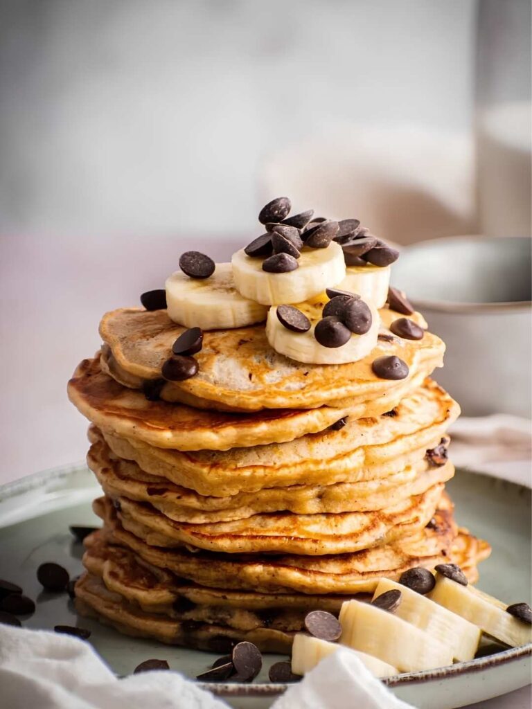 Banana Chocolate Chip Pancake Stack