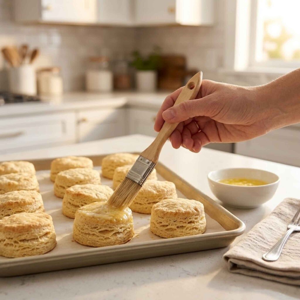 Brush the biscuit tops
