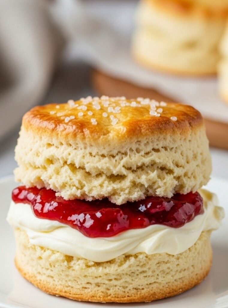 Classic Buttery Scones with Jam and Cream