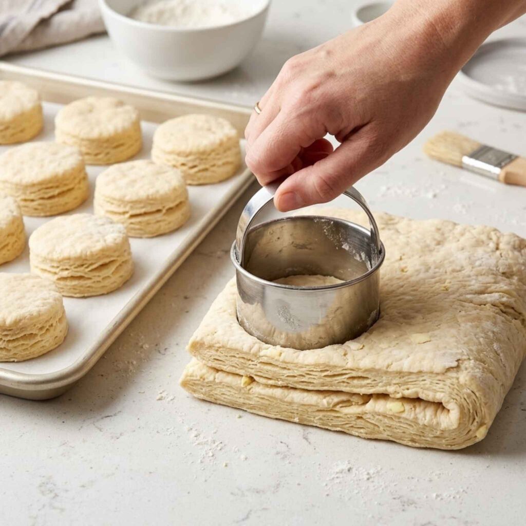 Cut and arrange the biscuits