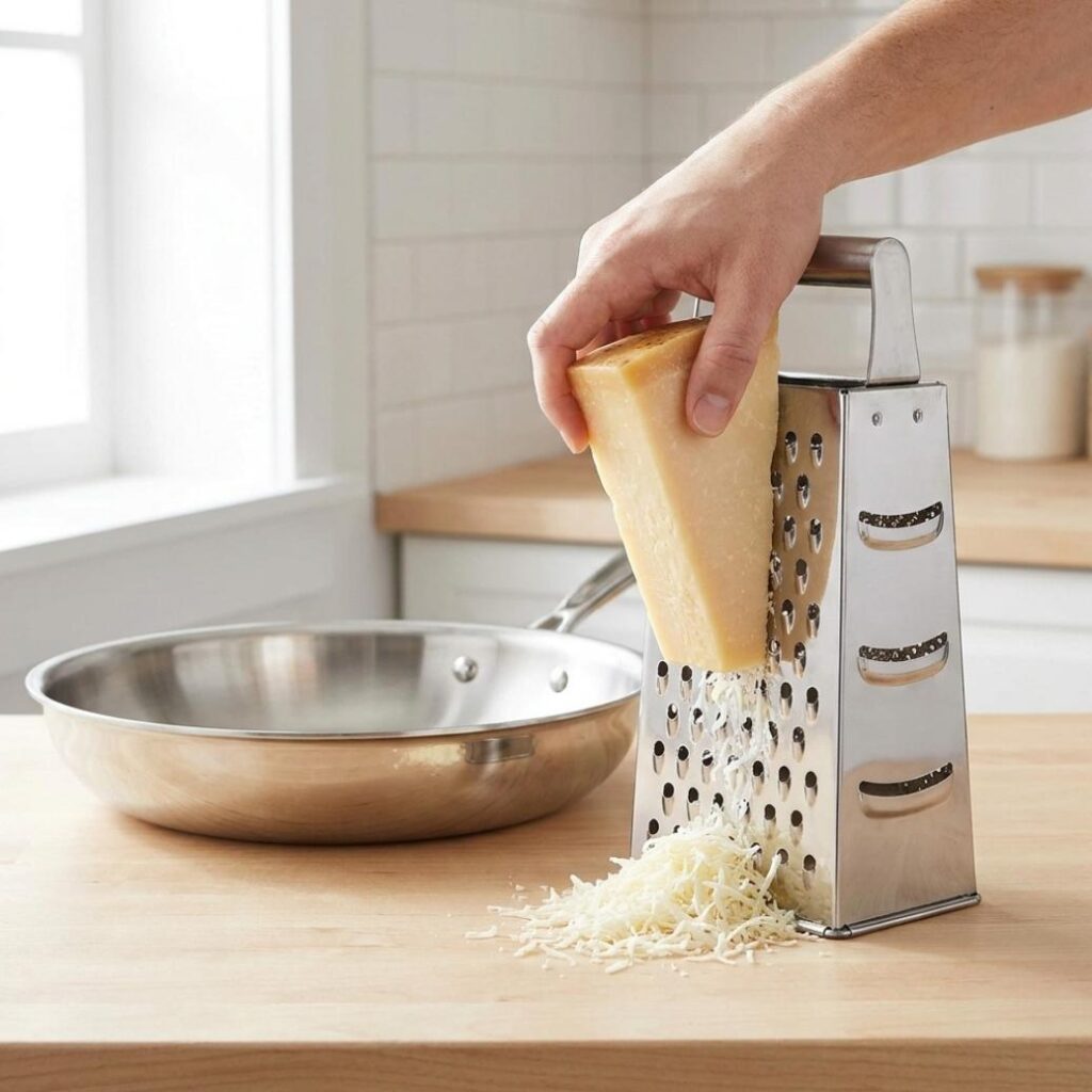 Grate the Parmesan Fresh, Not Pre-Shredded