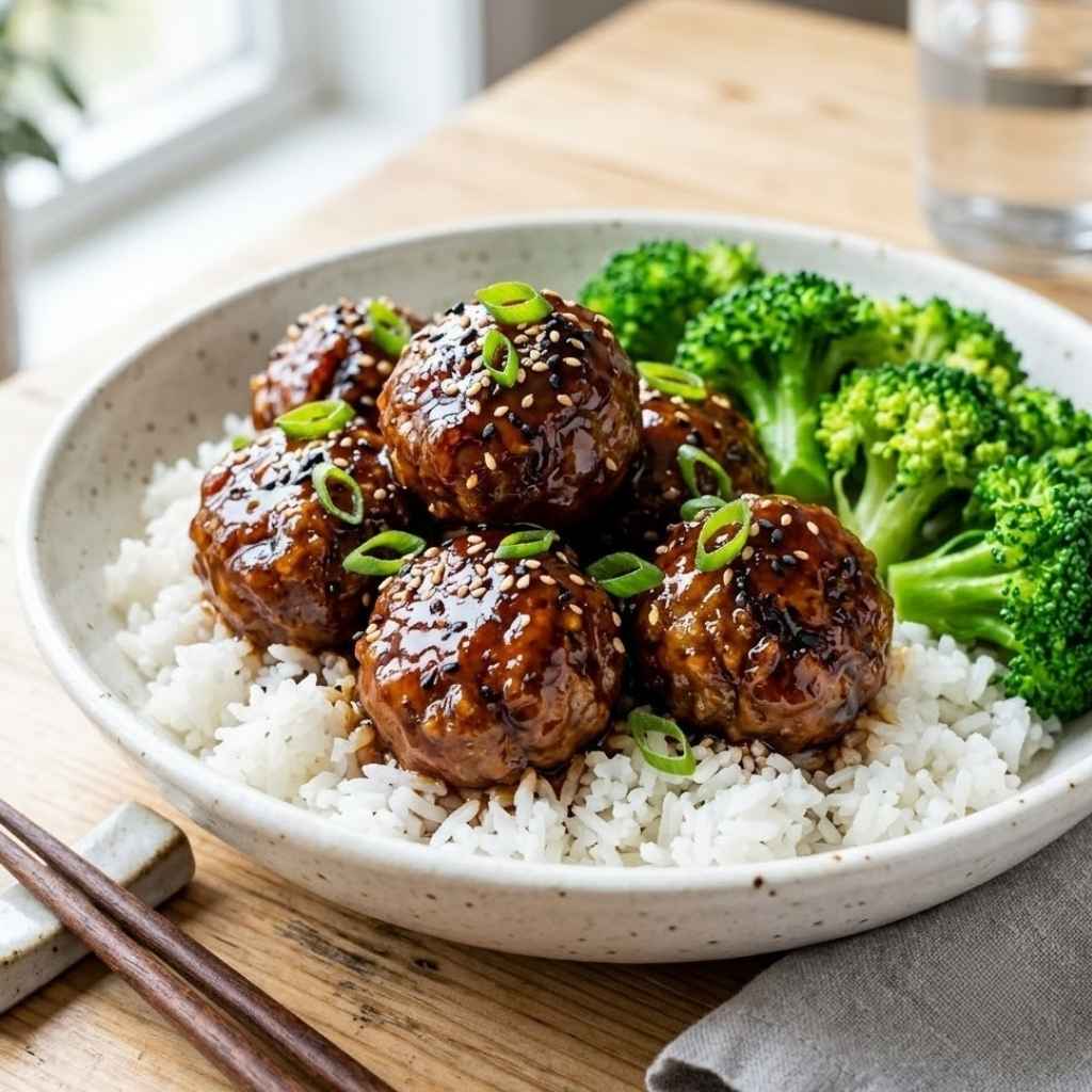 Sticky Honey Garlic Glazed Meatballs