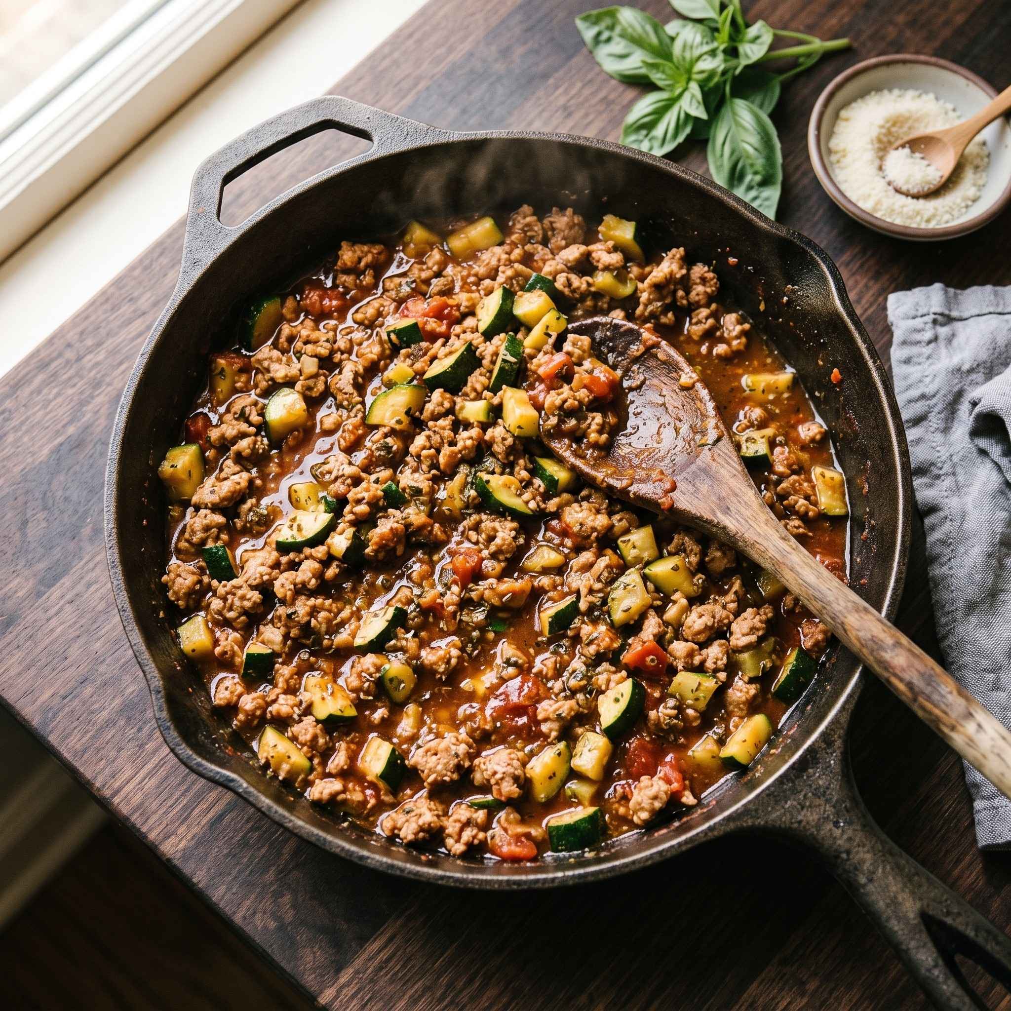 Ground Turkey Zucchini Skillet