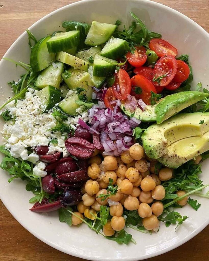 Avocado Chickpea Mediterranean Chopped Salad