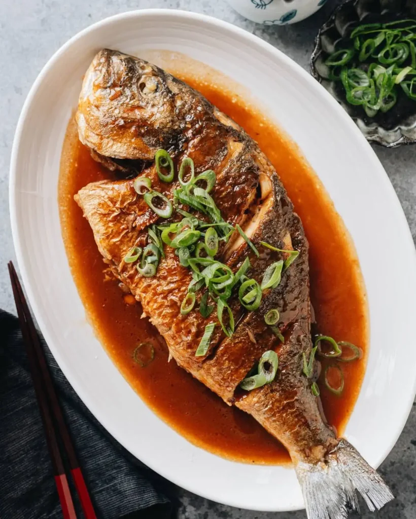 Classic Braised Whole Fish with Scallions