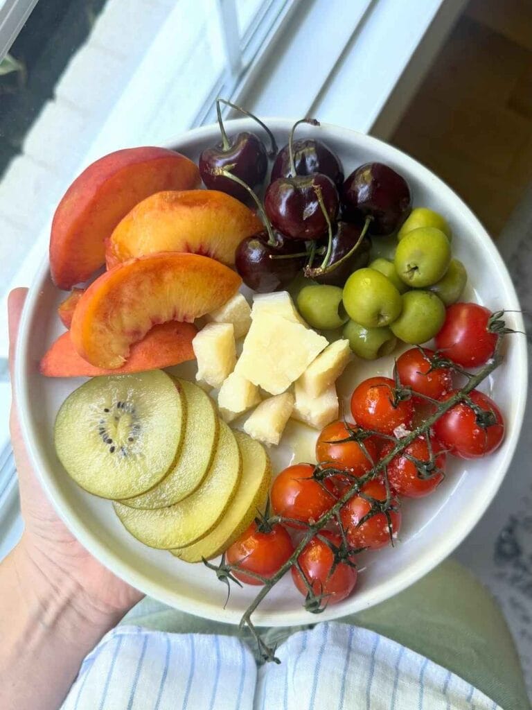 Hard Cheese and Fresh Summer Fruit Plate