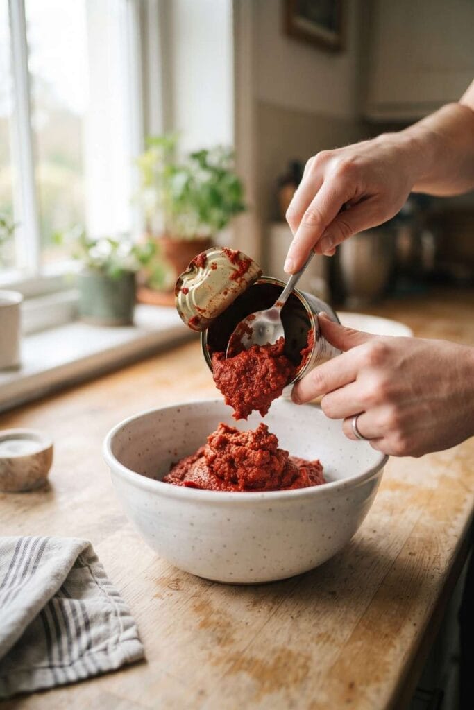 Scrape the Tomato Paste Into a Bowl