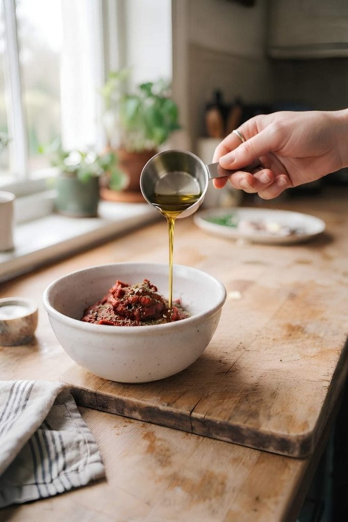 Pour in the Olive Oil