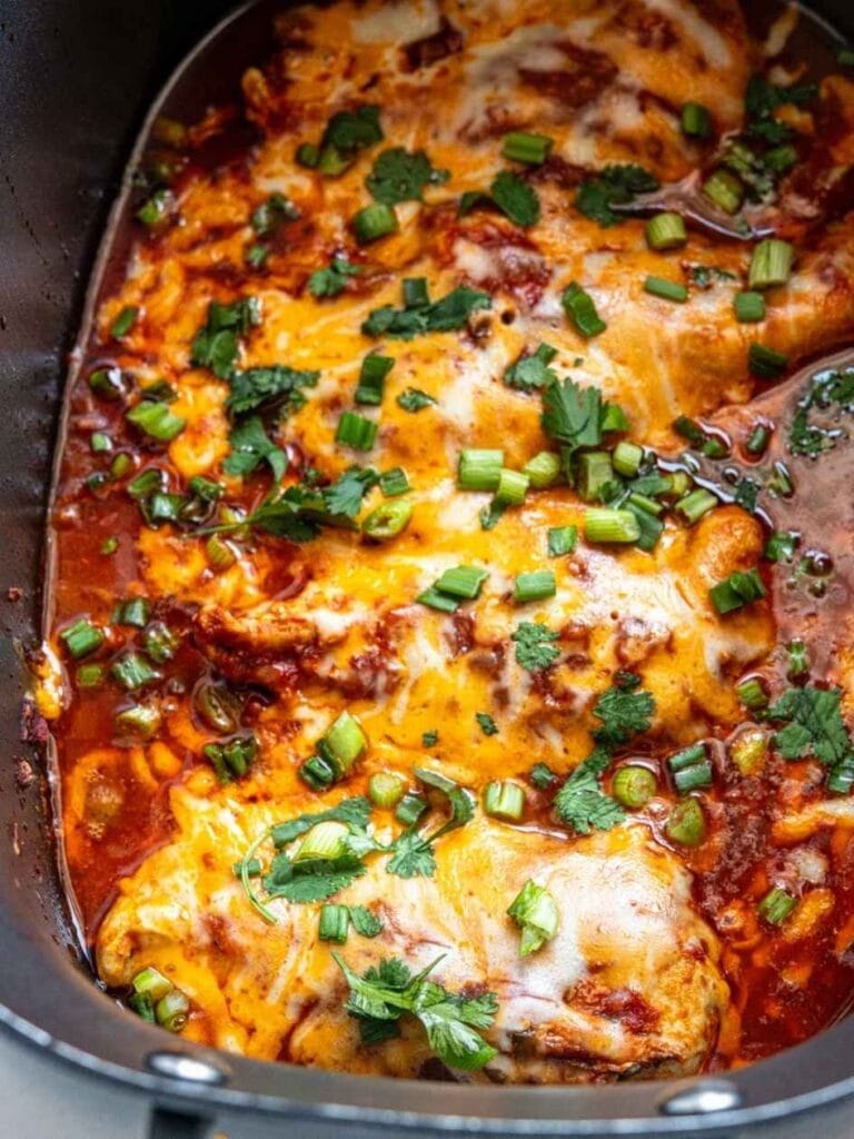 Slow Cooker Smothered Enchilada Chicken