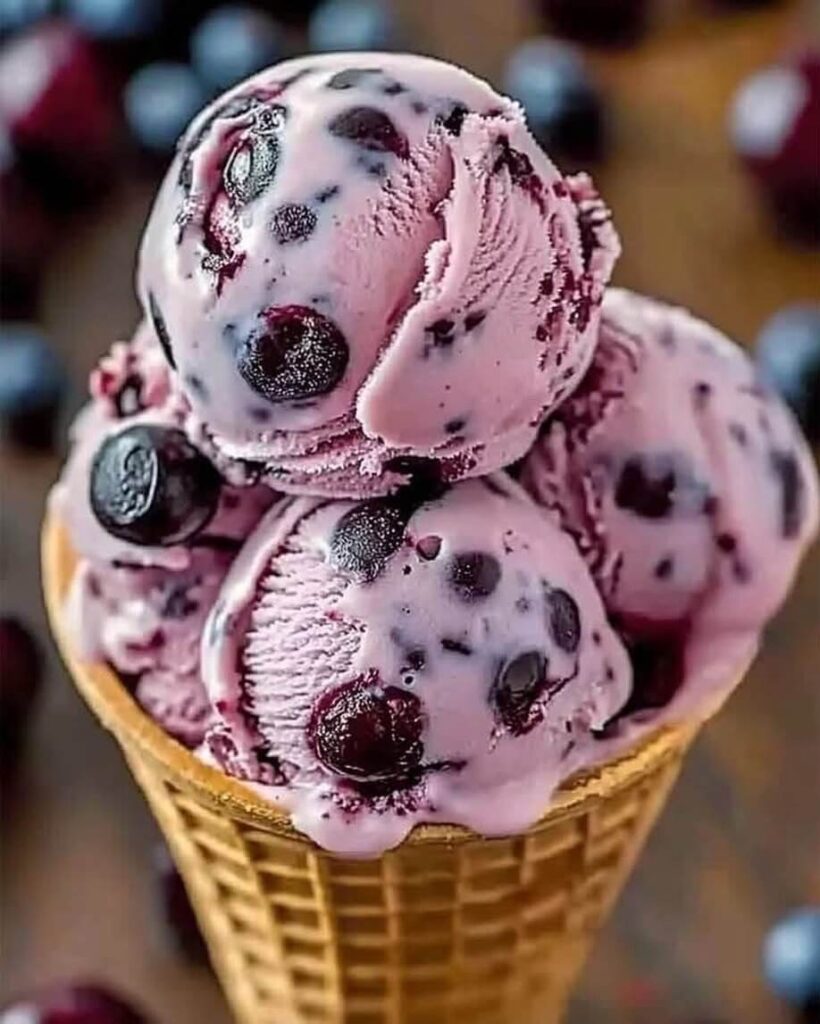 Creamy Homemade Blueberry Swirl Ice Cream
