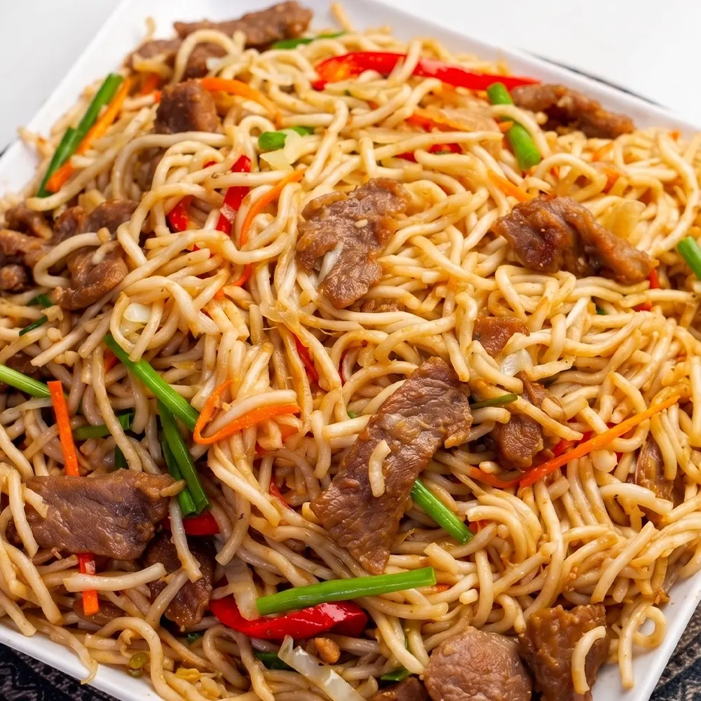 Classic Beef Chow Mein with Matchstick Vegetables