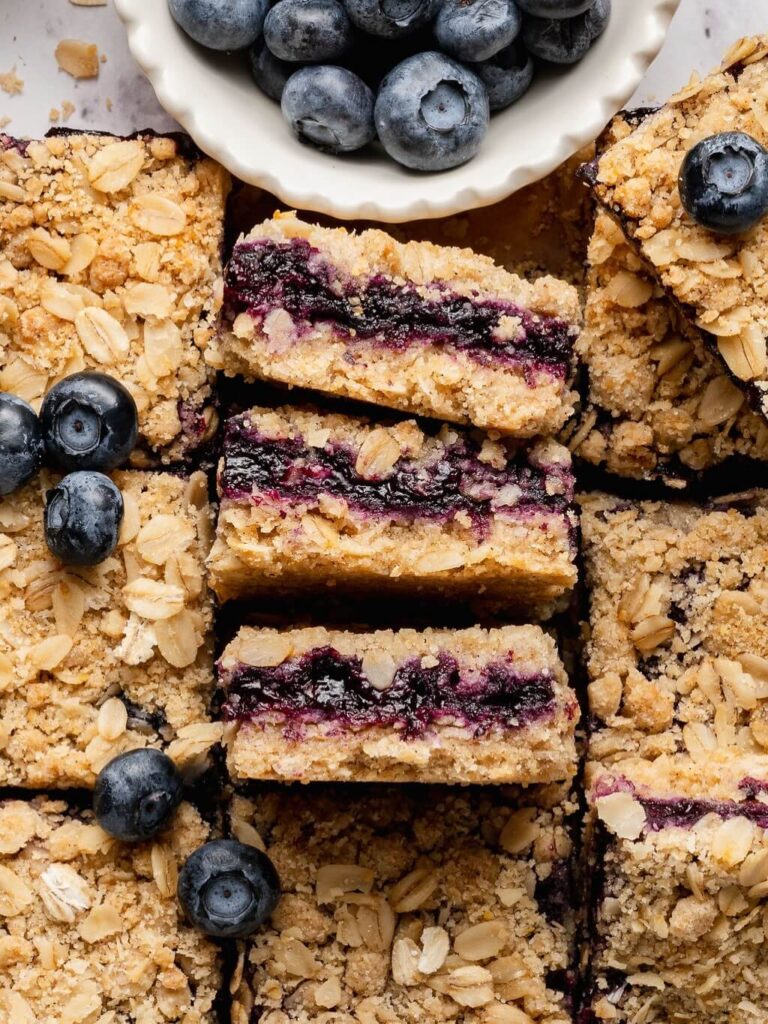 Jammy Blueberry Oat Crumble Bars
