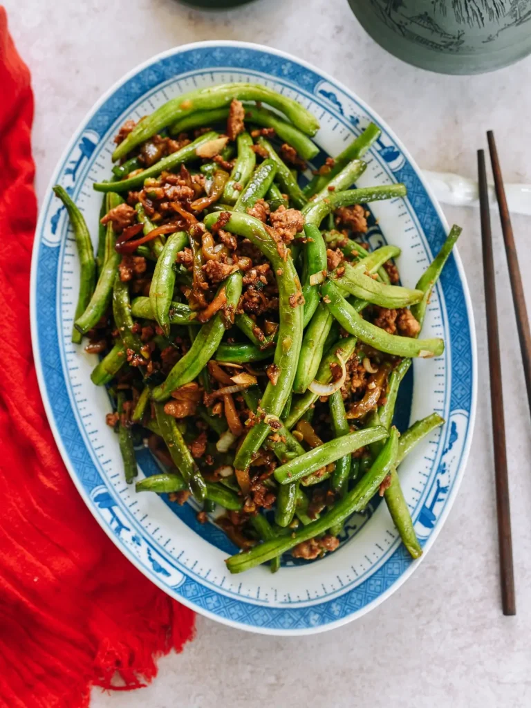 Blistered Dry-Fried Green Beans with Minced Pork